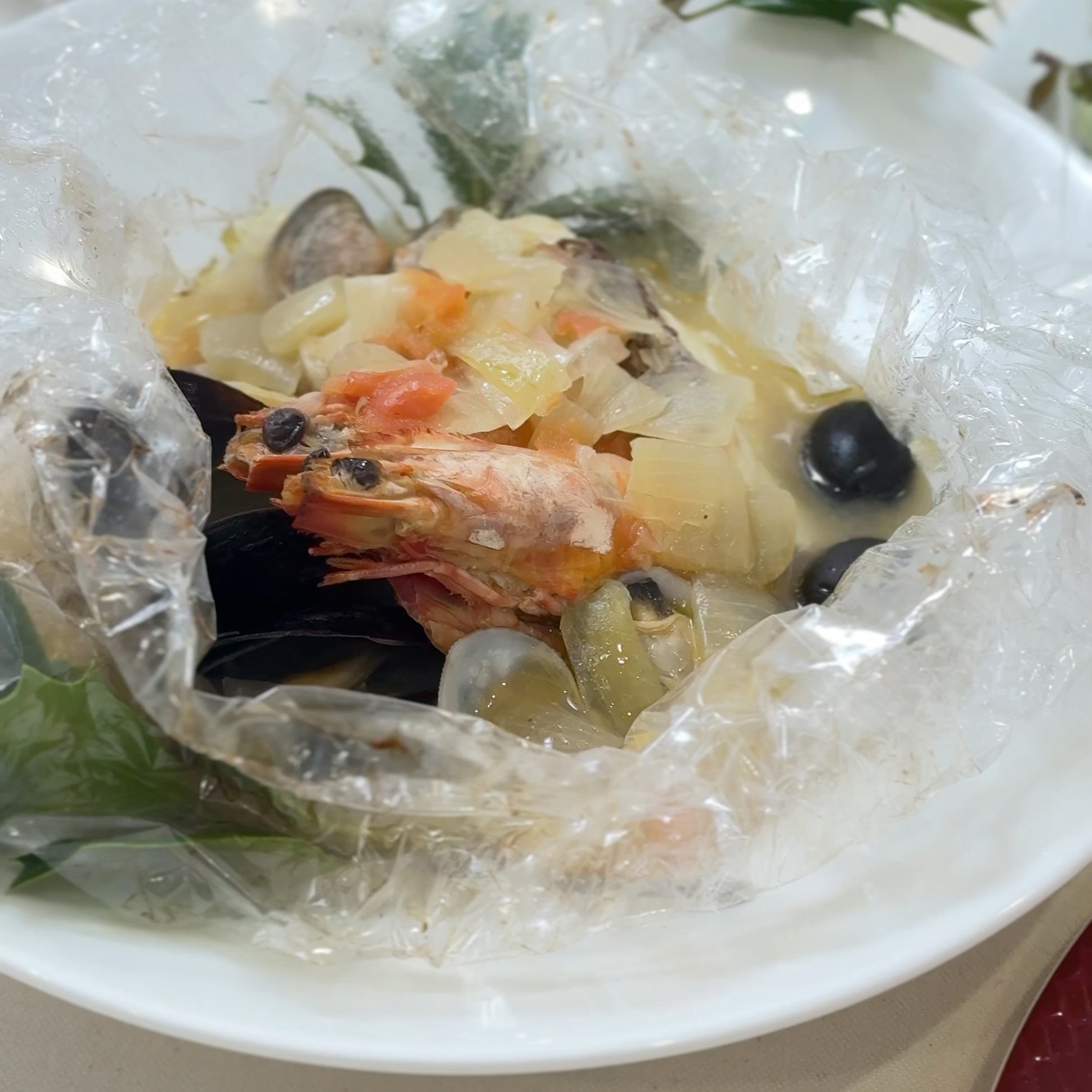 2025年12月24日Xmasディナー 魚介のカルトッチョ風アクアパッツァ